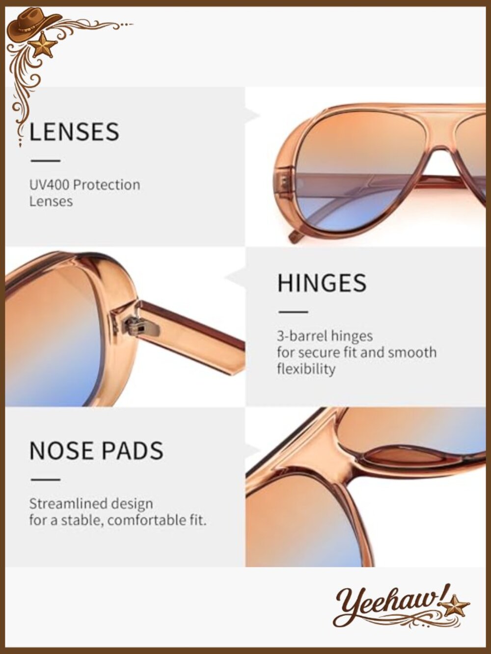 Retro Oversized Aviator Sunglasses Vintage 70s Style Shield Frame - Picture 6 of 7